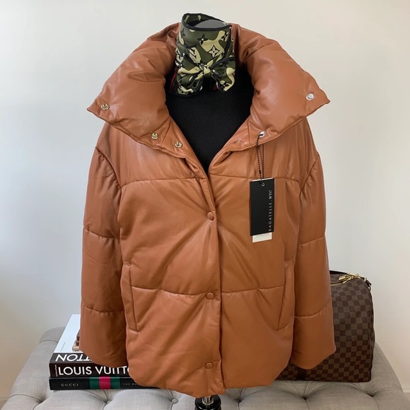 ISO Bagatelle . NYC Faux Leather Puffer Jacket - Picture 1 of 1